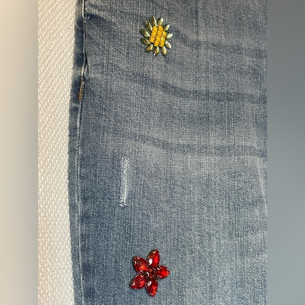 For The Republic Denim jeans with gem flowers - Picture 2 of 6
